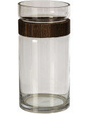 Vase cylindrique en verre et chêne marron 30 cm Kinsale