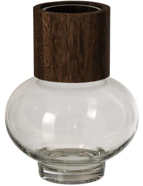 Vase boule en verre et chêne marron 22 cm Kinsale
