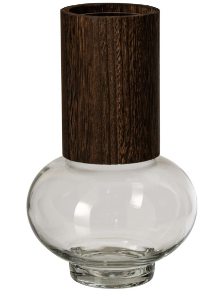 Vase boule en verre et chêne marron 26 cm Kinsale