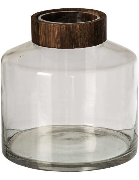 Vase en verre et chêne marron 20 cm Kinsale
