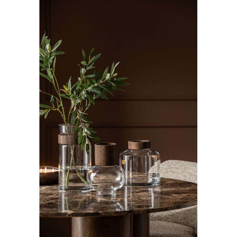 Vase en verre et chêne marron 20 cm...