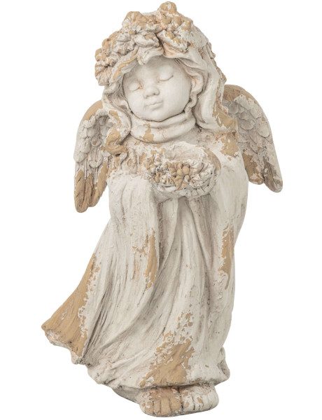 Statue ange de jardin en magnésium écru 60 cm Mikra