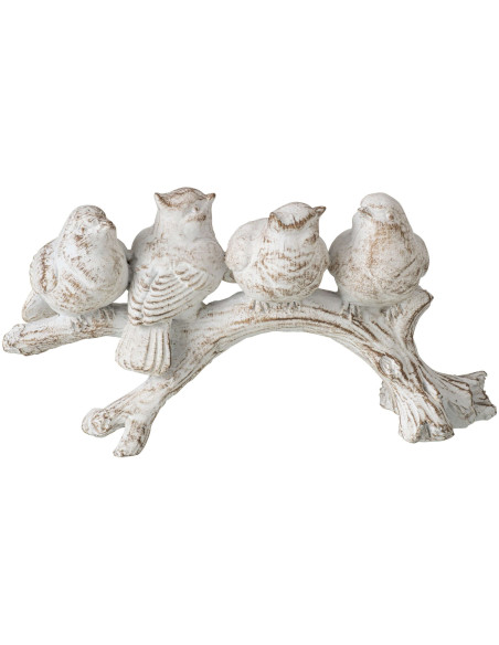 Statue oiseaux de jardin en argile peinte écrue 26 cm Comacchio