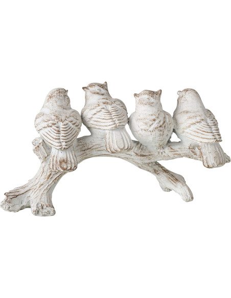 Statue oiseaux de jardin en argile peinte écrue 26 cm Comacchio