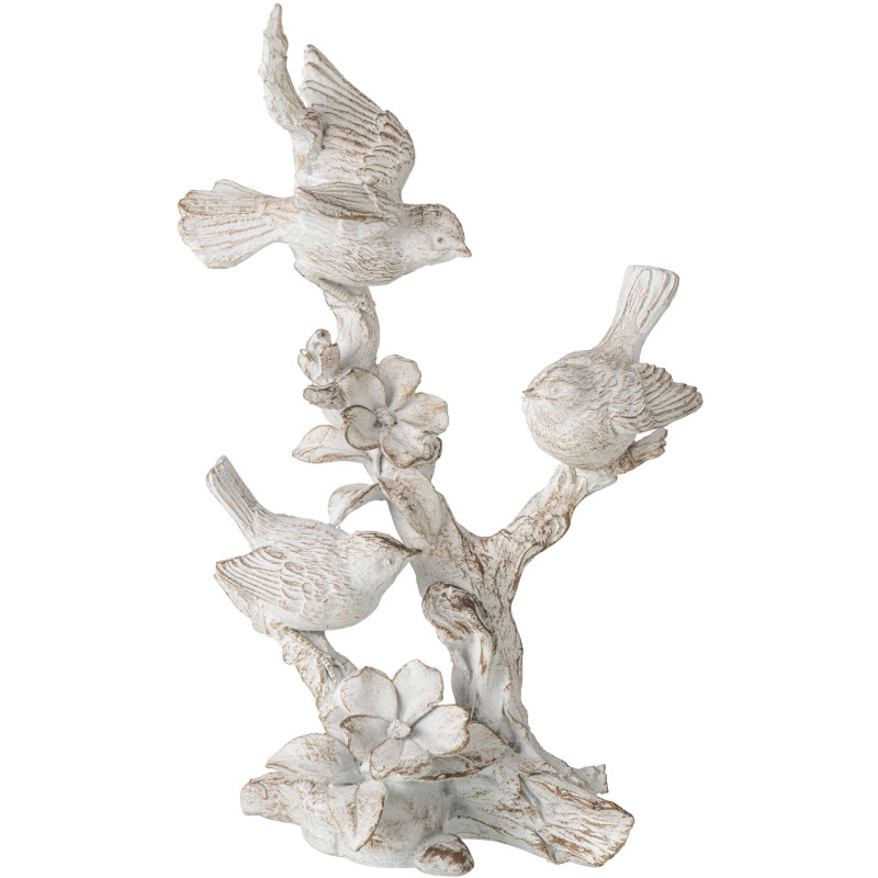 Statue oiseaux sur branche fleurie en...