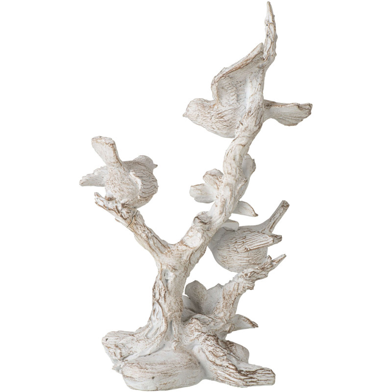 Statue oiseaux sur branche fleurie en...