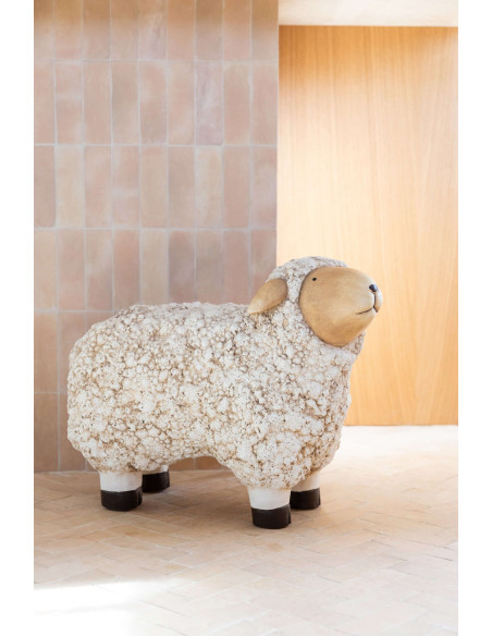 Statue mouton de jardin en magnésium beige 35,5 cm Oloron