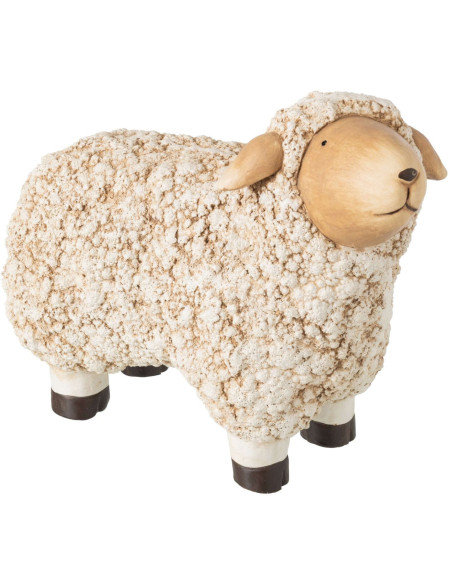 Grande statue mouton de jardin en magnésium beige 56 cm Oloron