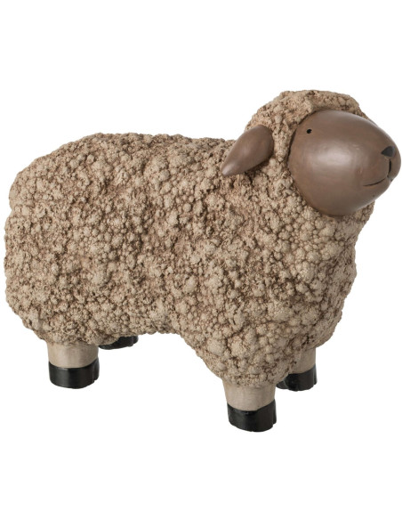 Grande statue mouton de jardin en magnésium marron 56 cm Oloron