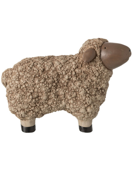Grande statue mouton de jardin en magnésium marron 56 cm Oloron