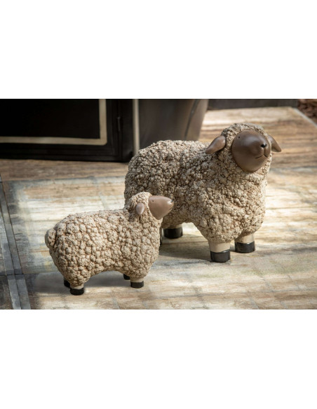 Grande statue mouton de jardin en magnésium marron 56 cm Oloron