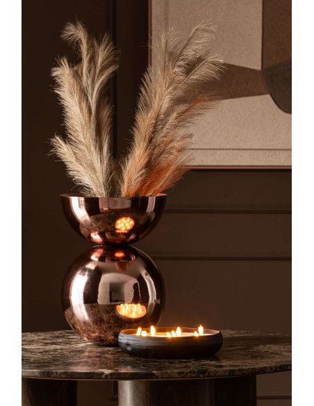 Grand vase boule en métal cuivre brillant 43 cm Dinant