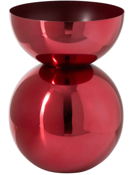 Vase boule rouge brillant en métal 29,5 cm Dinant