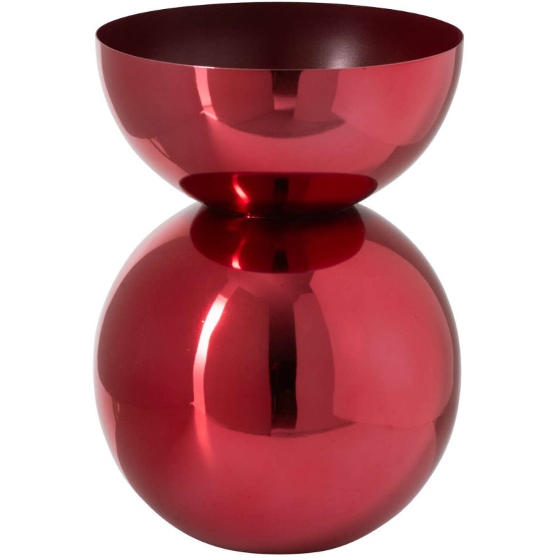 Vase boule rouge brillant en métal...
