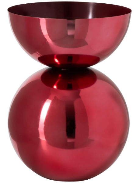 Grand vase boule rouge brillant en métal 43 cm Dinant