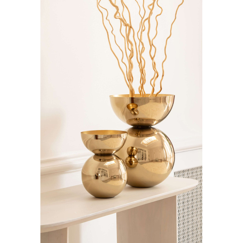 Vase boule doré brillant en métal...