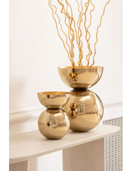 Vase boule doré brillant en métal 29,5 cm Dinant