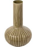 Vase vert olive en métal cannelé 41 cm Cividale