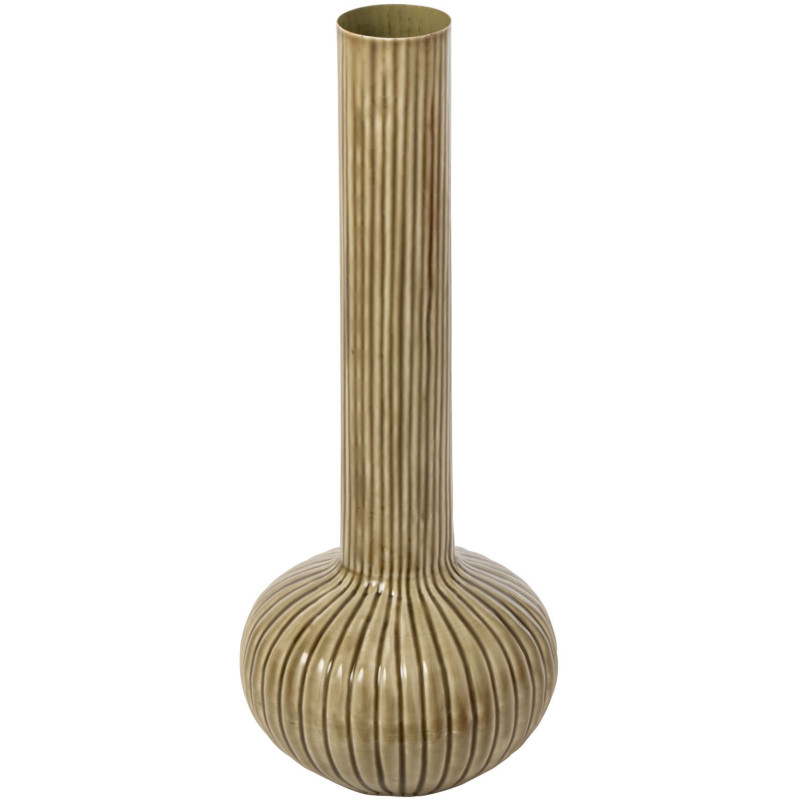 Grand vase vert olive en métal...