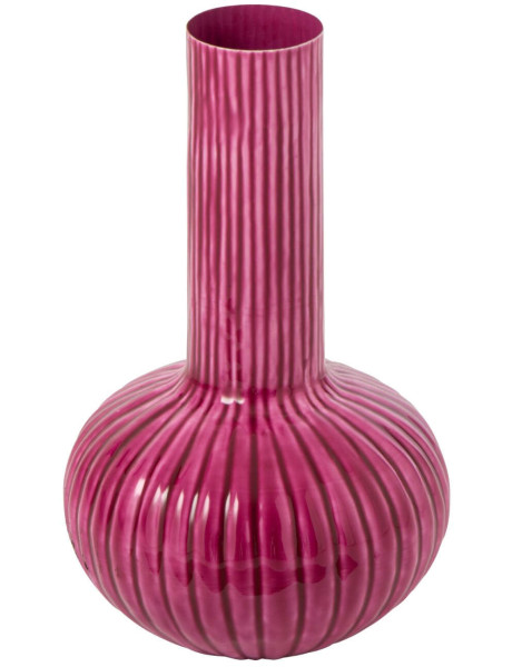 Vase fuchsia en métal cannelé 41 cm Cividale