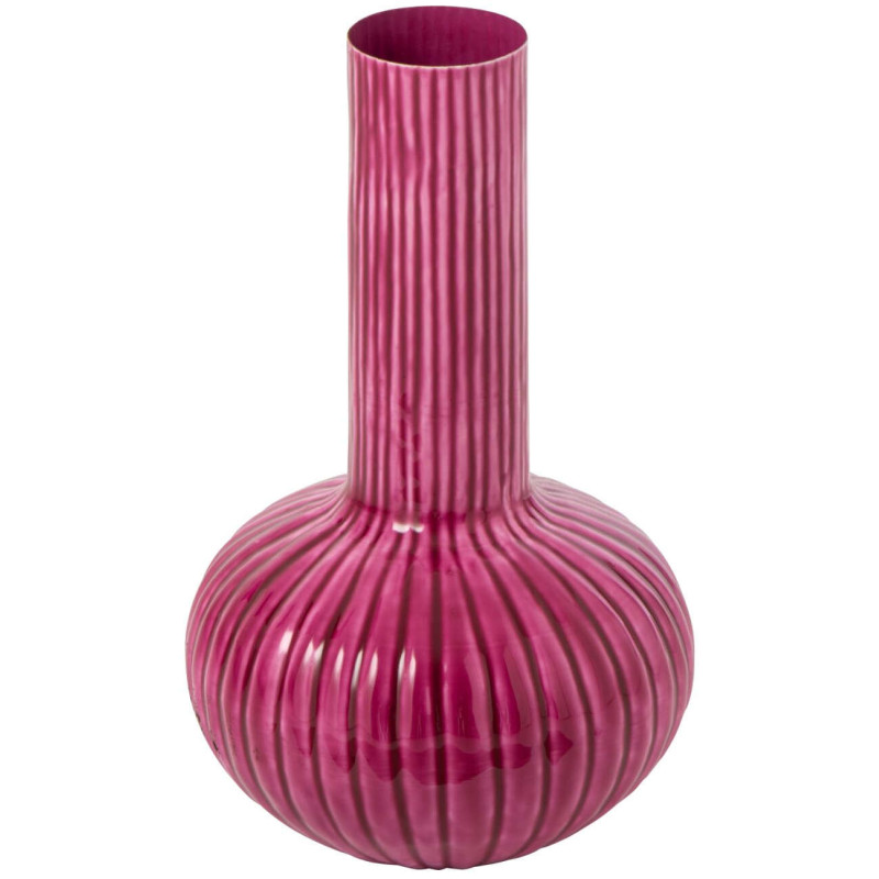 Vase fuchsia en métal cannelé 41 cm...