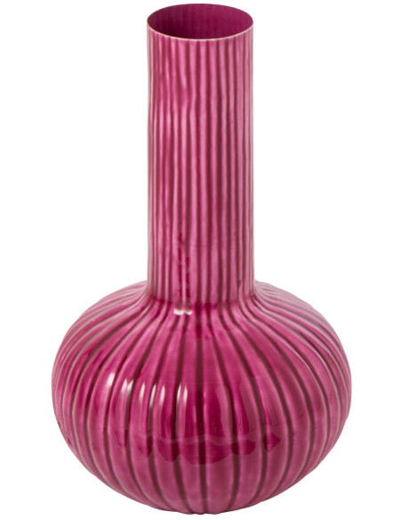Vase fuchsia en métal cannelé 41 cm Cividale