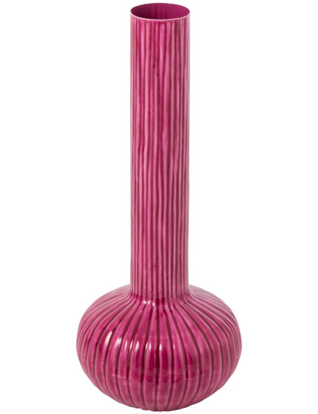 Grand vase fuchsia en métal cannelé 61 cm Cividale