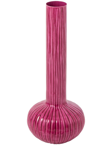 Grand vase fuchsia en métal cannelé 61 cm Cividale