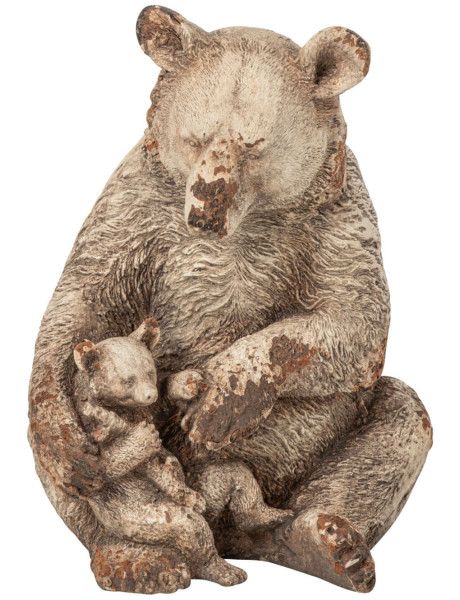 Statue ours et ourson de jardin en magnésium 37,5 cm Kuhmo