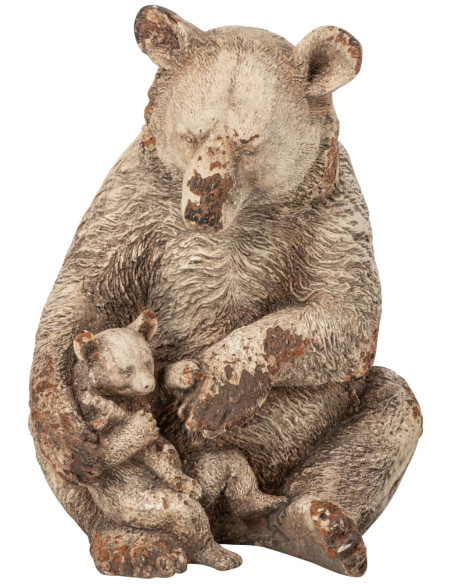 Statue ours et ourson de jardin en magnésium 37,5 cm Kuhmo