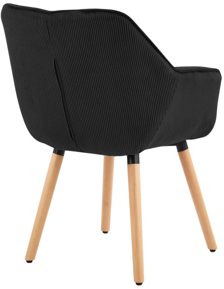 Chaise de salle à manger noire en velours côtelé Sopron