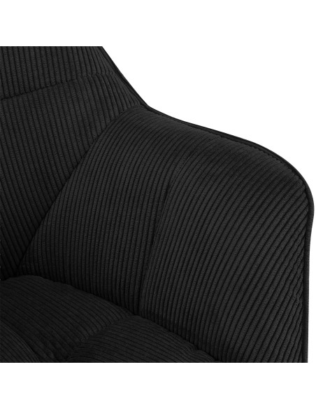 Chaise de salle à manger noire en velours côtelé Sopron