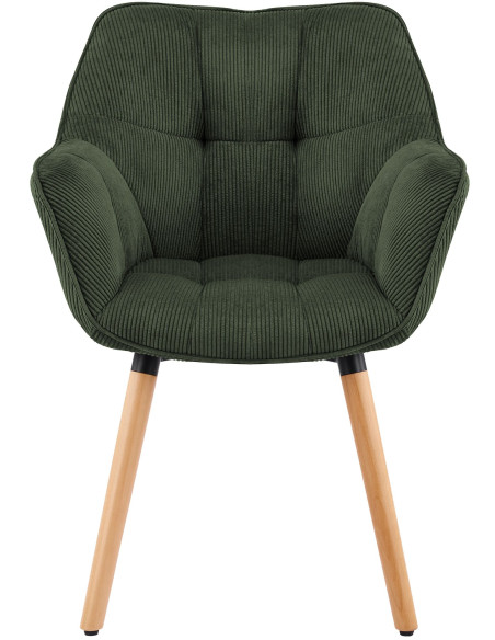 Chaise de salle à manger vert kaki en velours côtelé Sopron