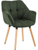 Chaise de salle à manger vert kaki en velours côtelé Sopron