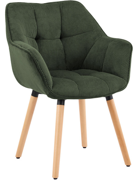 Chaise de salle à manger vert kaki en velours côtelé Sopron