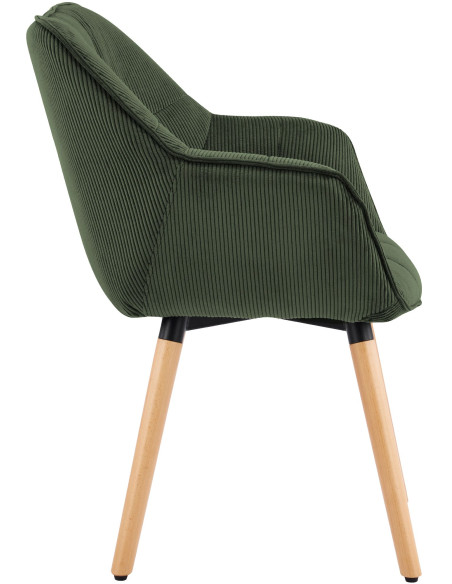 Chaise de salle à manger vert kaki en velours côtelé Sopron