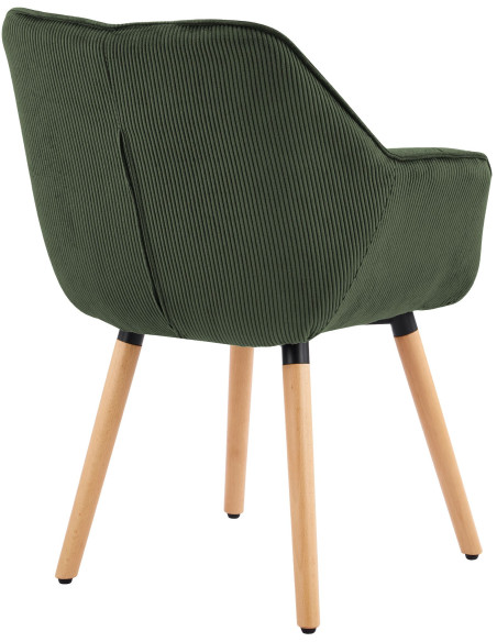 Chaise de salle à manger vert kaki en velours côtelé Sopron