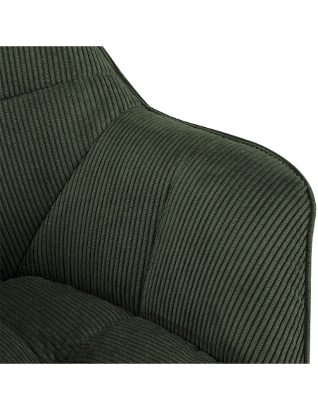 Chaise de salle à manger vert kaki en velours côtelé Sopron