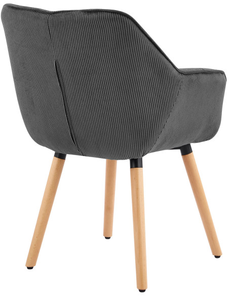 Chaise de salle à manger gris anthracite en velours côtelé Sopron