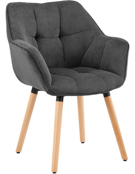 Chaise de salle à manger gris anthracite en velours côtelé Sopron