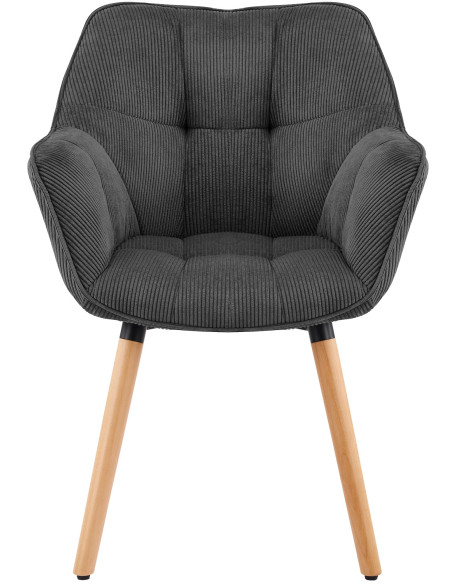 Chaise de salle à manger gris anthracite en velours côtelé Sopron