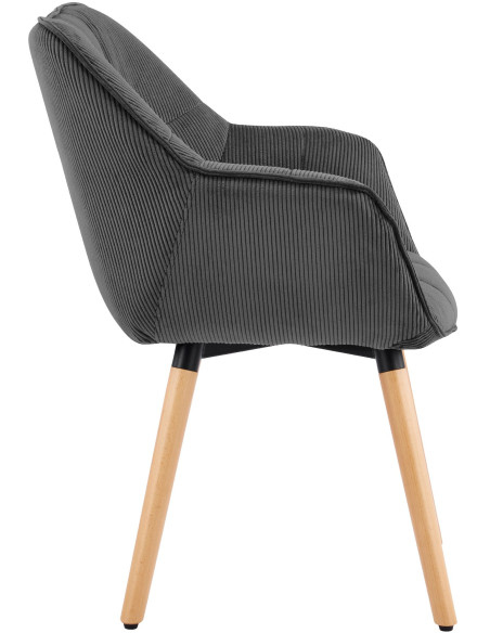Chaise de salle à manger gris anthracite en velours côtelé Sopron