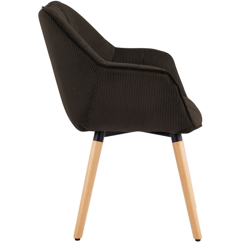 Chaise de salle à manger marron chocolat en velours côtelé Sopron  - 3
