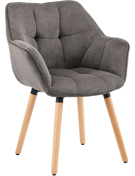 Chaise de salle à manger taupe en velours côtelé Sopron