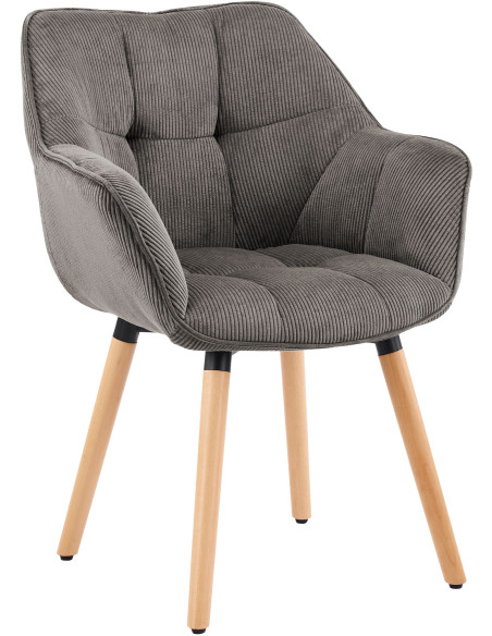 Chaise de salle à manger taupe en velours côtelé Sopron