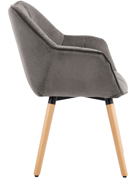 Chaise de salle à manger taupe en velours côtelé Sopron