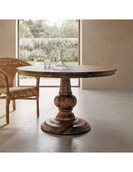 Table à manger ronde en manguier massif 120 cm Montalcino