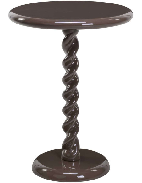 Table d’appoint ronde marron brillant 40 cm Caspian