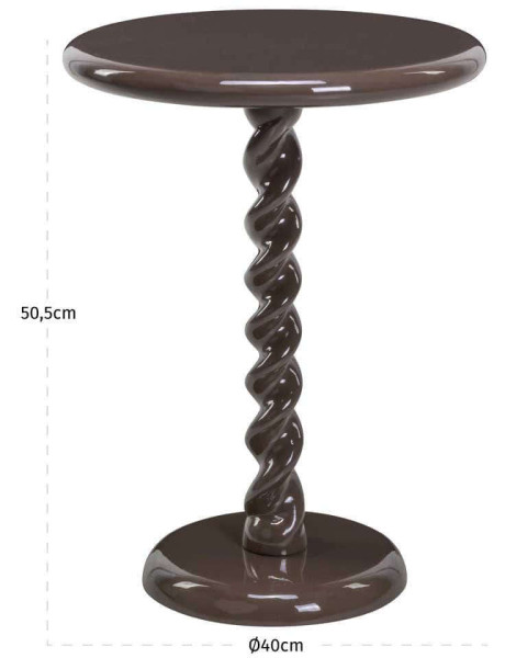 Table d’appoint ronde marron brillant 40 cm Caspian  - 2