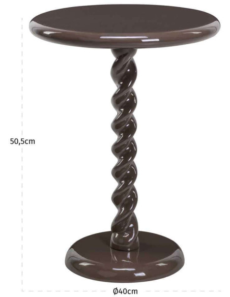 Table d’appoint ronde marron brillant 40 cm Caspian